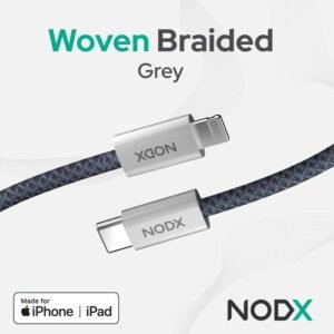 NODX USB-C to Lightning Woven braided Cable - Grey (1M) *NEW