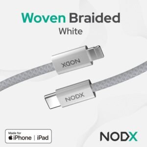 NODX USB-C to Lightning Woven braided Cable - White (1M) *NEW