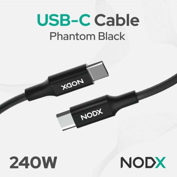 NODX USB-C to USB-C Cable 5A/240W - Phantom Black (1M) Box