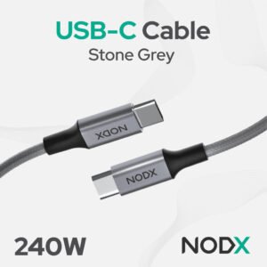 NODX USB-C to USB-C Cable 5A/240W - Stone Grey (1M) Box