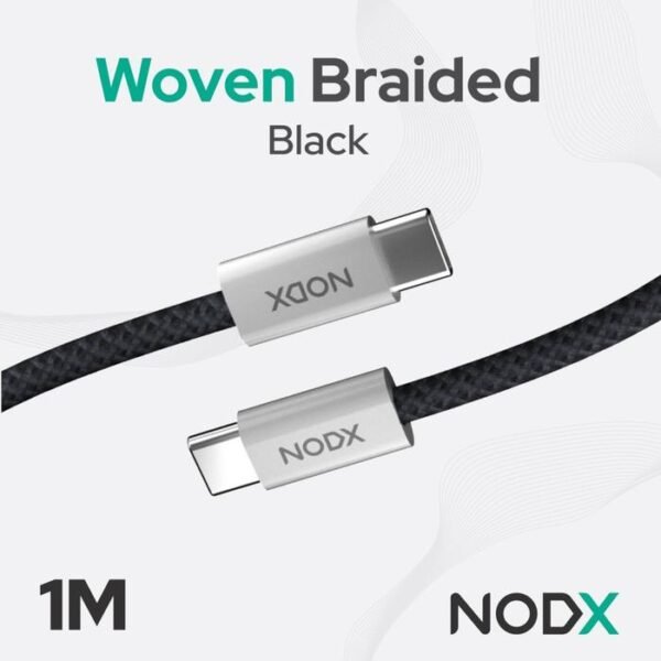 NODX USB-C to USB-C Woven Braided Cable - Black (2M) Box *NEW