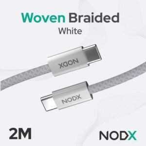 NODX USB-C to USB-C Woven Braided Cable - White (2M) Box *NEW