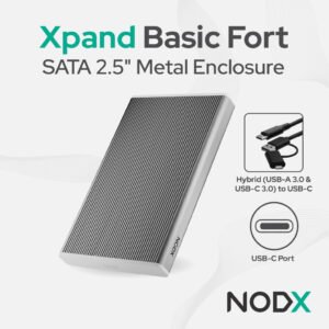 NODX Xpand Basic Fort SATA 2.5" (USB-C) Metal  Enclosure - Grey *NEW