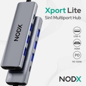 NODX Xport Lite USB Hub 5 in 1 (Grey) USB-C - 3xUSB-A 3.0 + HDMI + PD 100W
