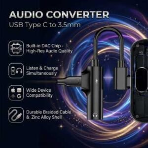 Audio Converter USB Type C to 3,5mm Charger Port GR35C