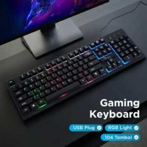 Leopard Keyboard Gaming Wired USB RGB LED 104 Keys