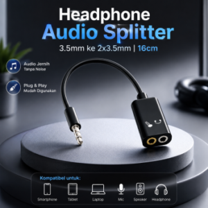 Audio Splitter 3.5mm to Microphone Headphone Jack 16cm