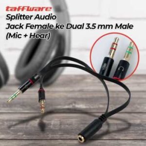 TaffStudio Splitter Audio Jack Femle to Dual 3,5mm Male (Mic+Speaker)